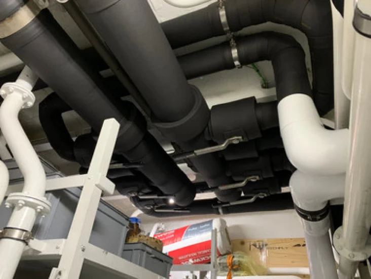 Insulated pipes in a utility room